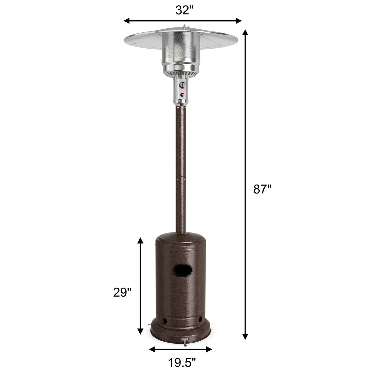 50000 BTU Stainless Steel Propane Patio Heater with Trip over Protection