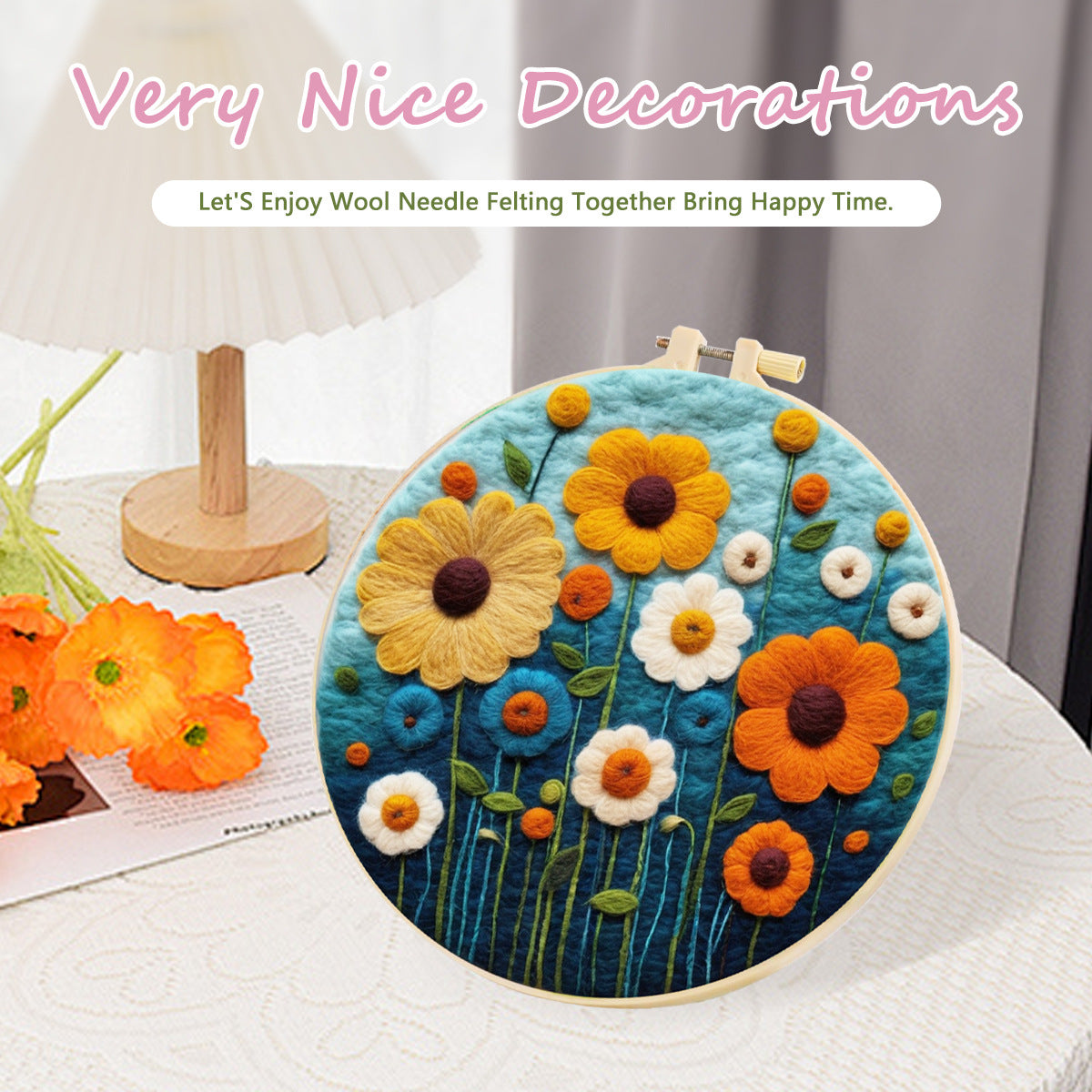 Wool Felt Painting With Embroidery Frame Needle Felt Supplies Suitable For Beginners My Store