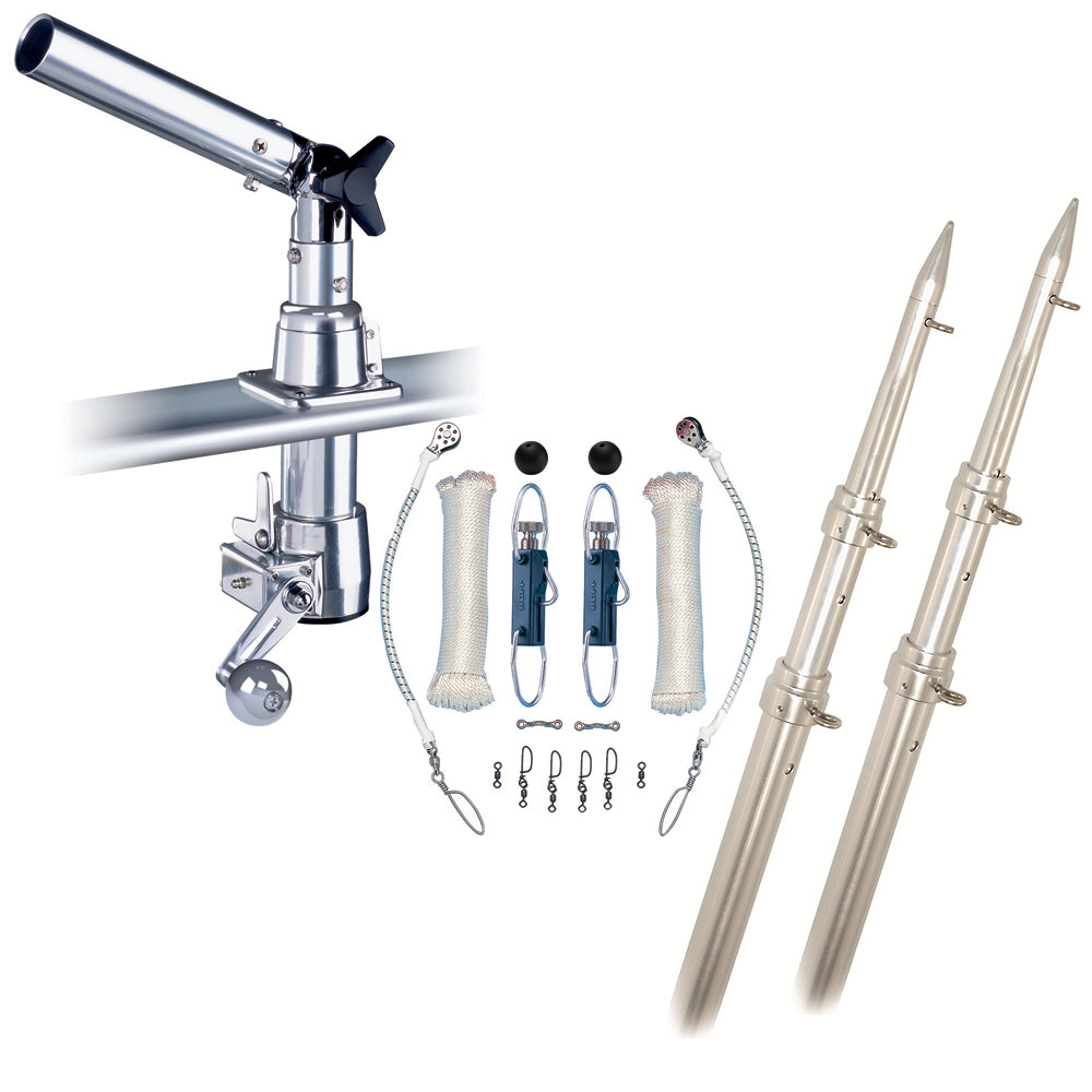 Rupp Z-30 Top Gun Outrigger Kit w/15' Telescoping Poles & Complete Single Line Rigging Kit w/Klickers Release Clips TRAPSKI