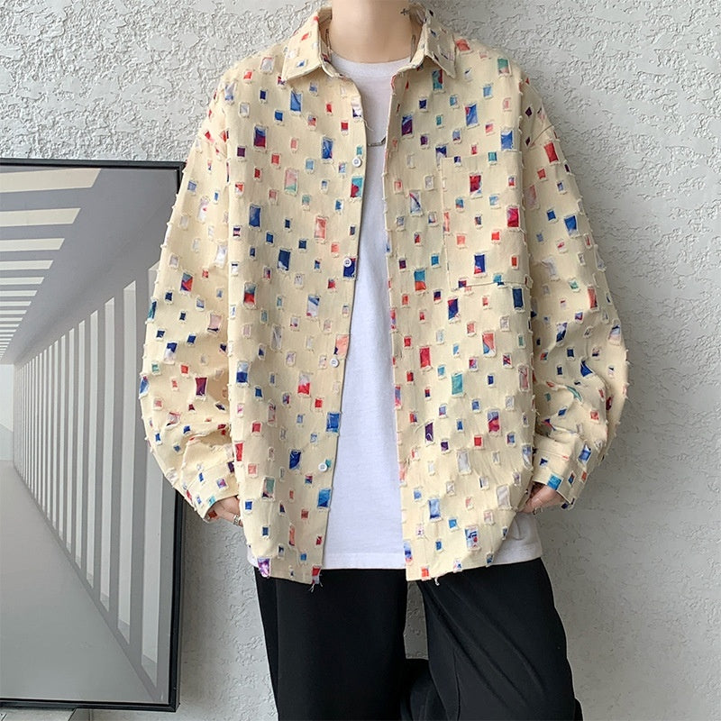 Ripped Design Long-sleeved Loose Casual Shirt