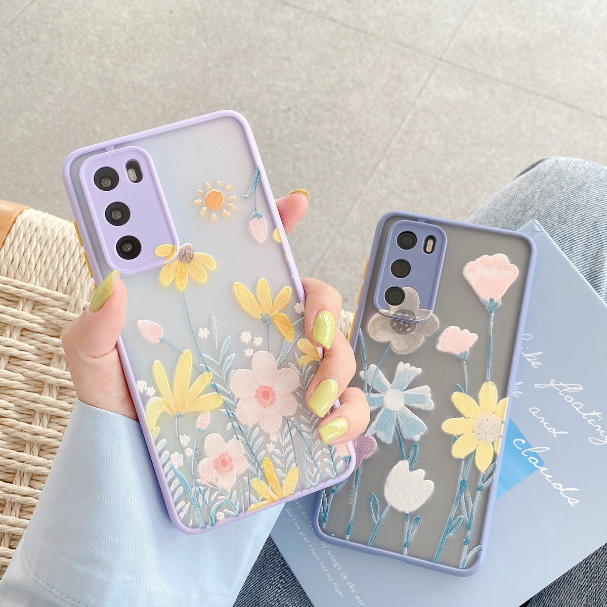 Embossed flower phone case