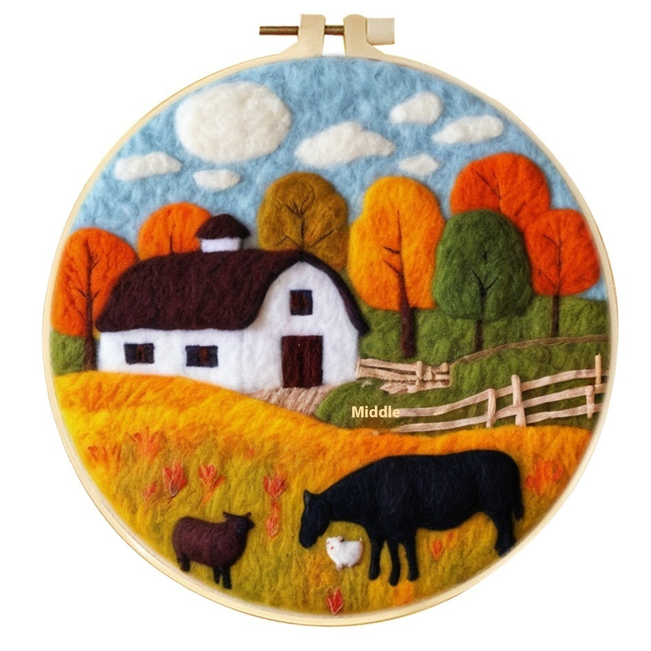 Wool Felt Painting With Embroidery Frame Needle Felt Supplies Suitable For Beginners My Store