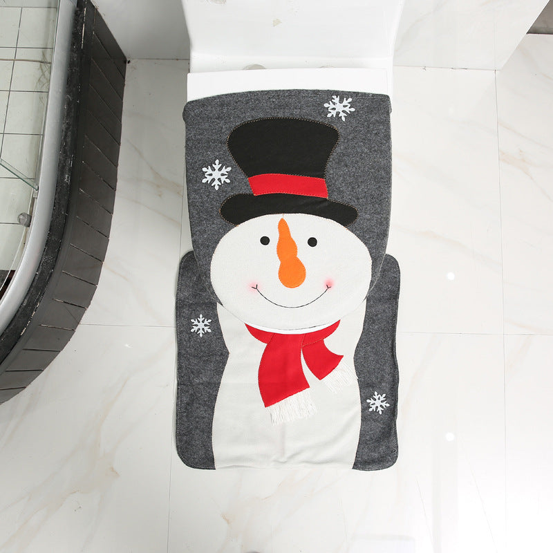 Christmas Santa Bathroom Curtain Toilet Seat Decor