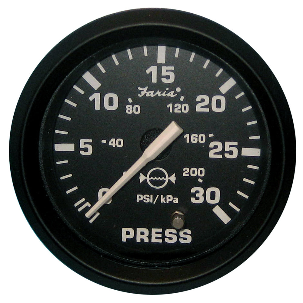 Faria Euro Black 2" Water Pressure Gauge (30 PSI) TRAPSKI