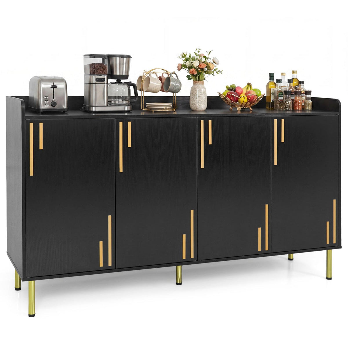 55" Buffet Cabinet with 4 Doors and Metal Legs DirectDeals