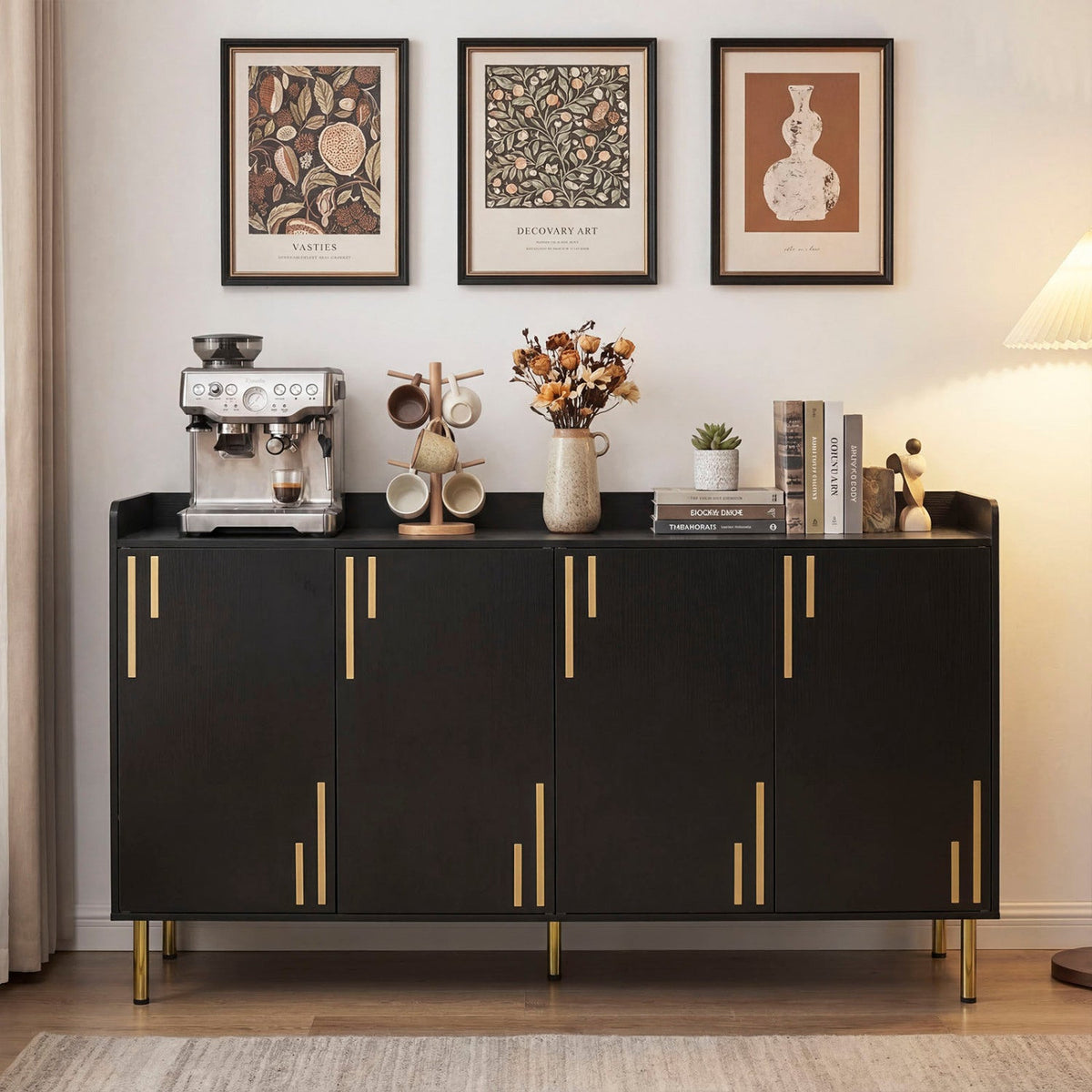 55" Buffet Cabinet with 4 Doors and Metal Legs DirectDeals