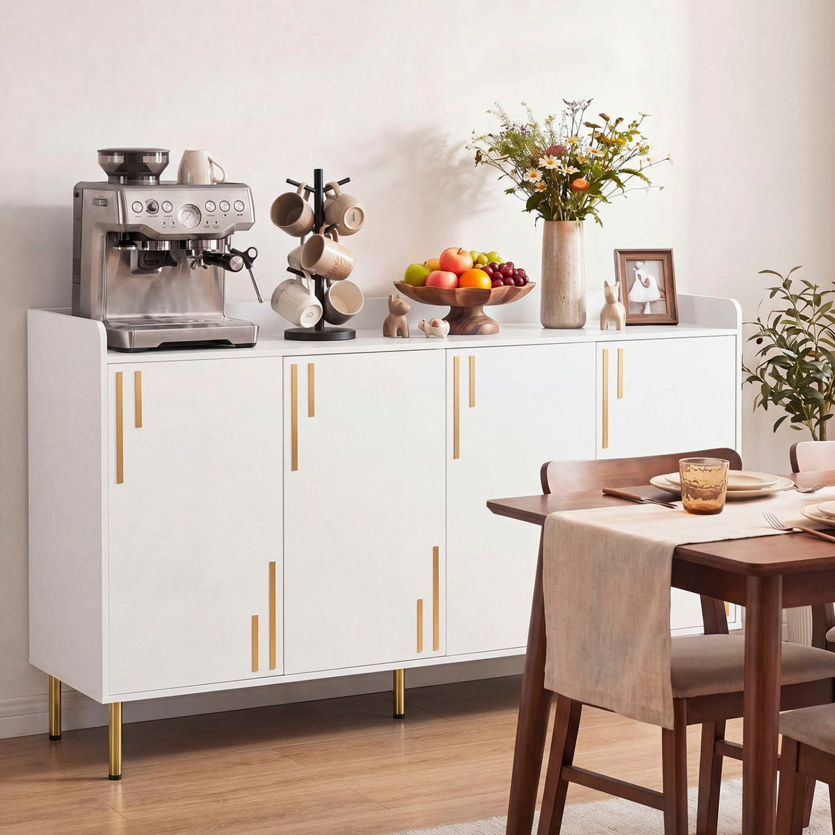 55" Buffet Cabinet with 4 Doors and Metal Legs DirectDeals
