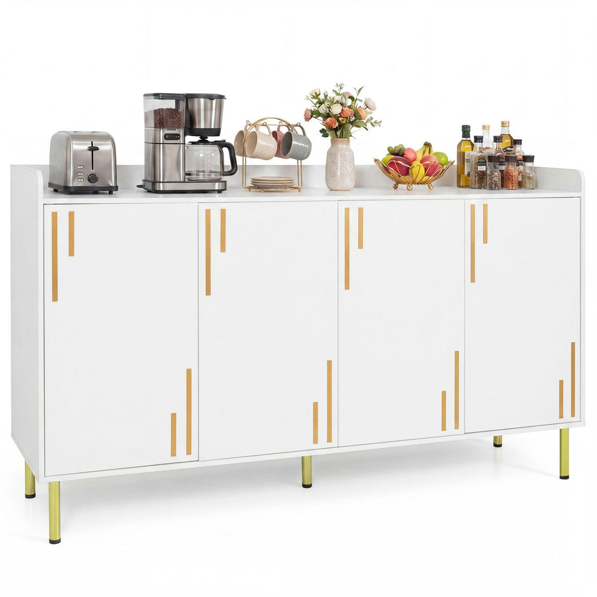 55" Buffet Cabinet with 4 Doors and Metal Legs DirectDeals