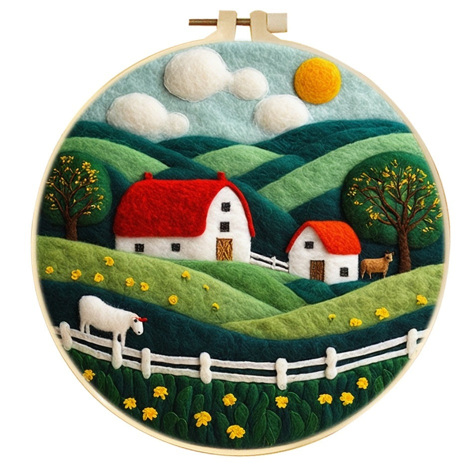 Wool Felt Painting With Embroidery Frame Needle Felt Supplies Suitable For Beginners My Store