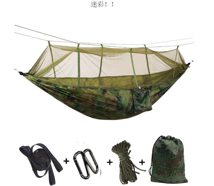 Portable Parachute Hammock with Mosquito Net - Army Green