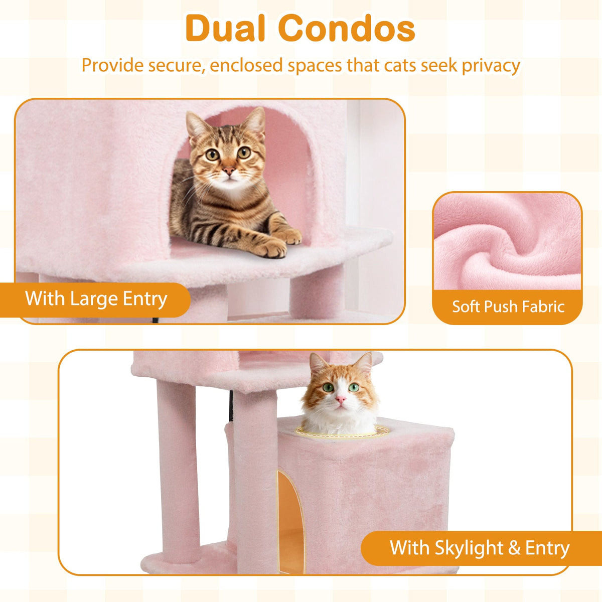 57 Inch Cat Tree with Dual Condos and Hammock and 2 Dangling Balls DirectDeals