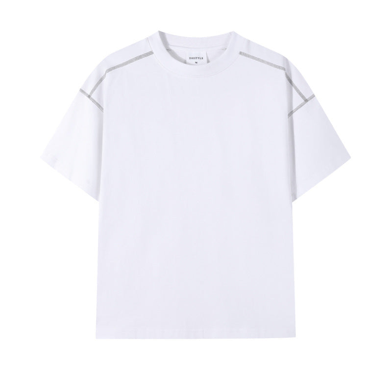 Retro Casual Contrast Color Line T-shirt