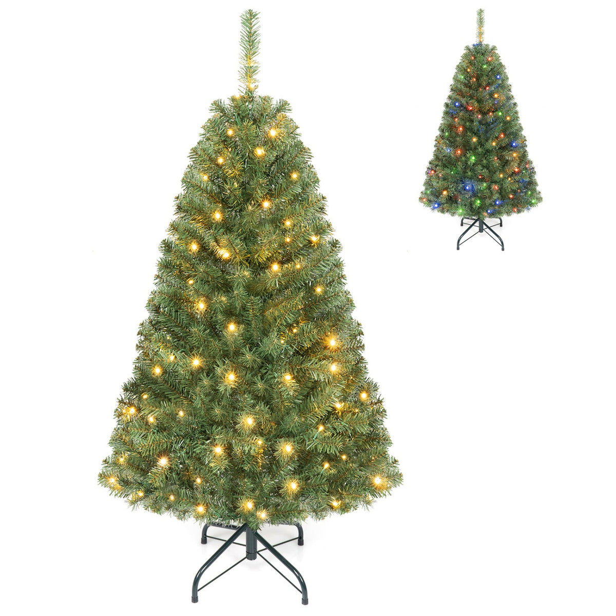 5 FT Pre-Lit Artificial Christmas Tree with Dual Color Lights DirectDeals