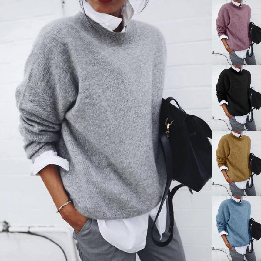 Fashion Long Sleeve Pullover Sweater Fall And Winter Fashion Solid Color Knitted Tops For Women Clothing Sell My Stuff