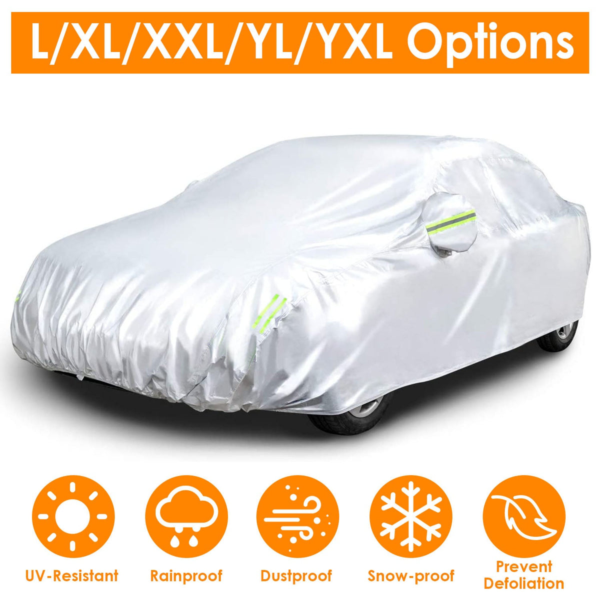 Waterproof Car Cover with UV Protection and Reflective Strips GBruno Store