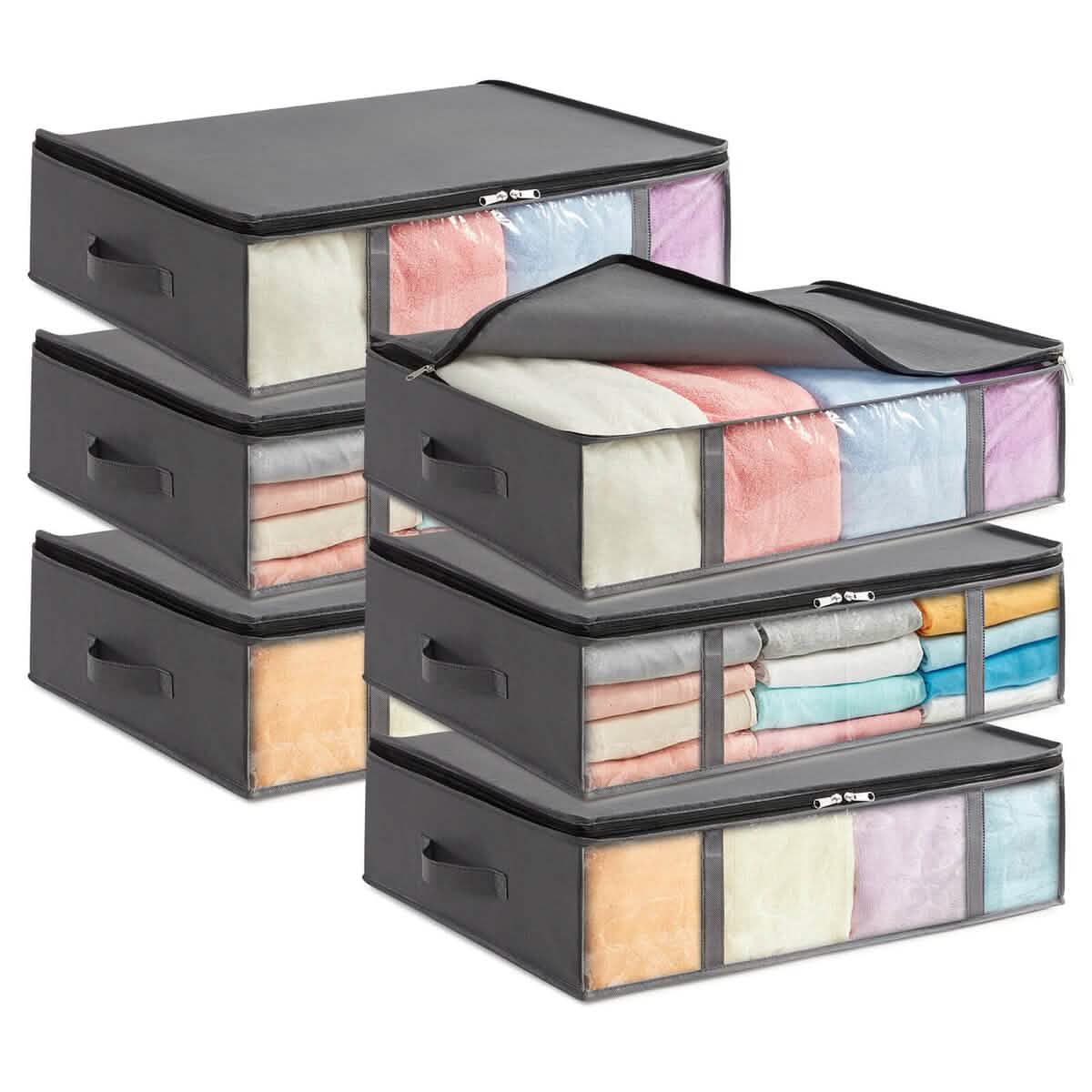 6-Pack: 40L Foldable Clothing Storage Bags with Front Clear Window