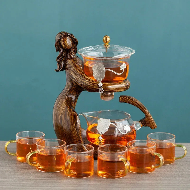 Semi-Automatic Tea Set with Glass Infuser