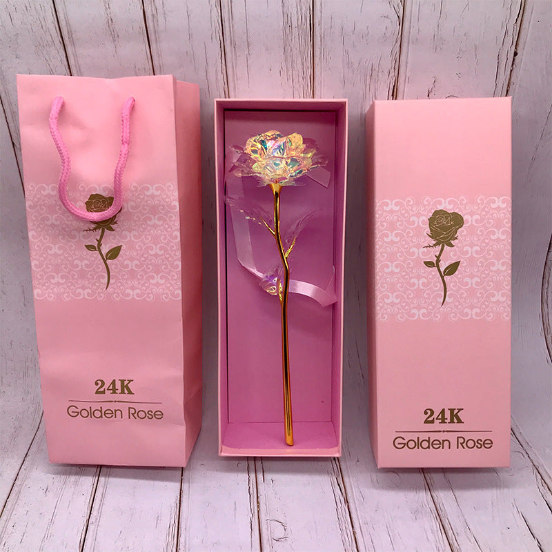 24K Luminous Color Gold Rose Flower Set My Store