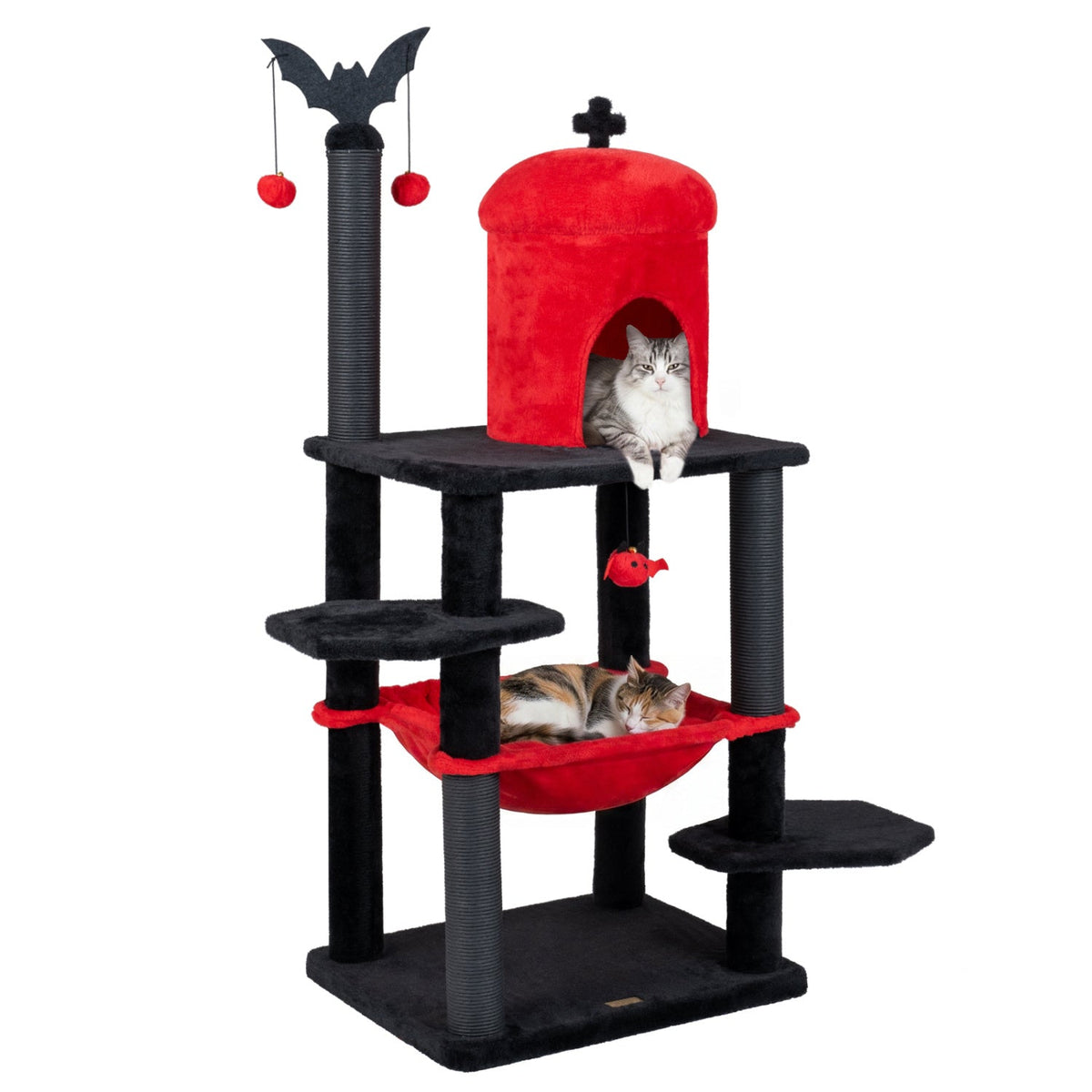 60" Gothic Cat Tower with Plush Perch and Coffin Bed DirectDeals