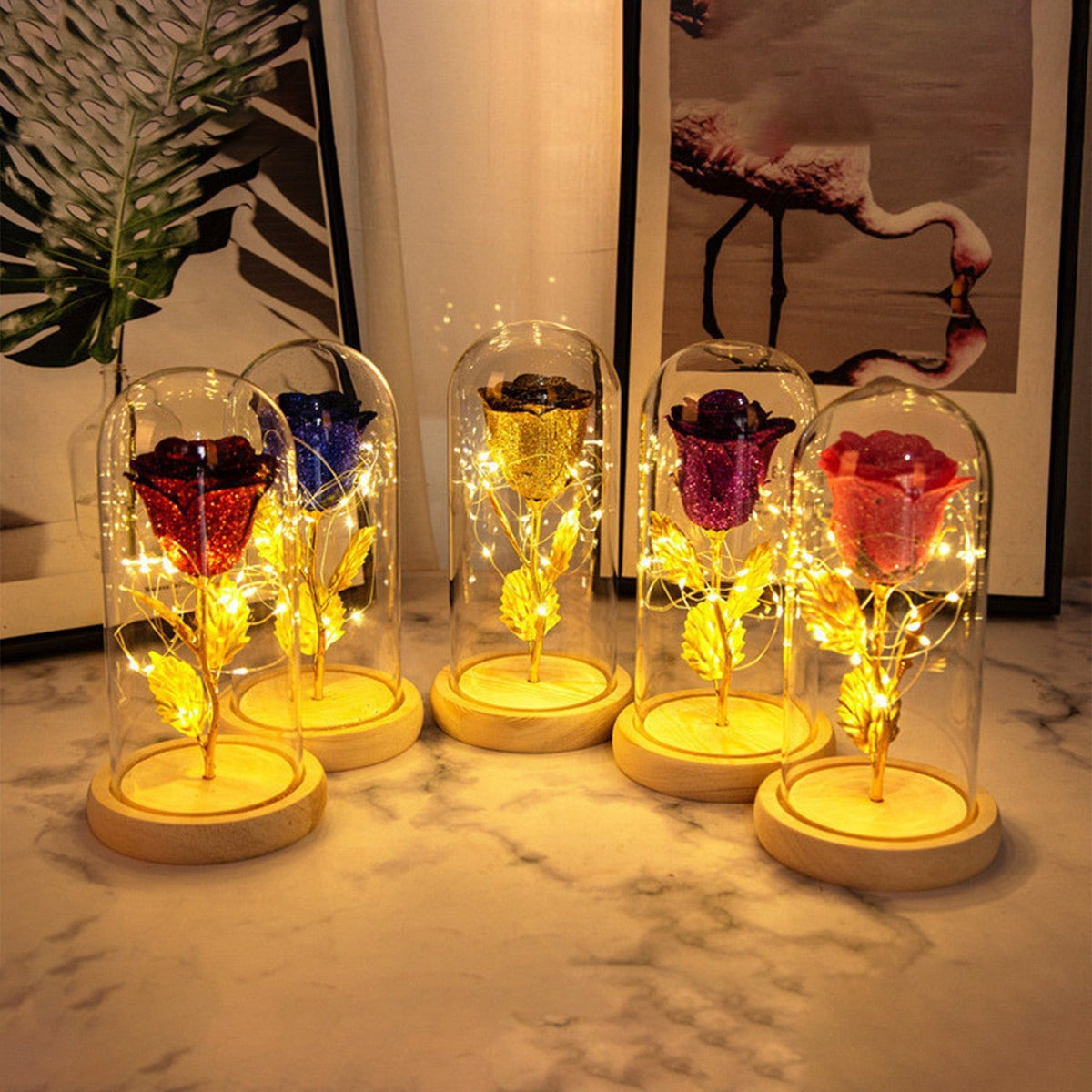Eternal Rose with LED Light in Glass Cover