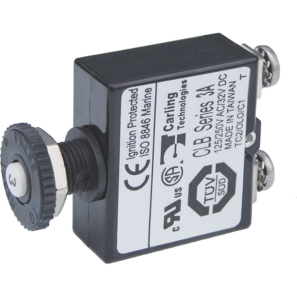 Blue Sea Push Button Reset Only Screw Terminal Circuit Breaker - 3 Amps TRAPSKI