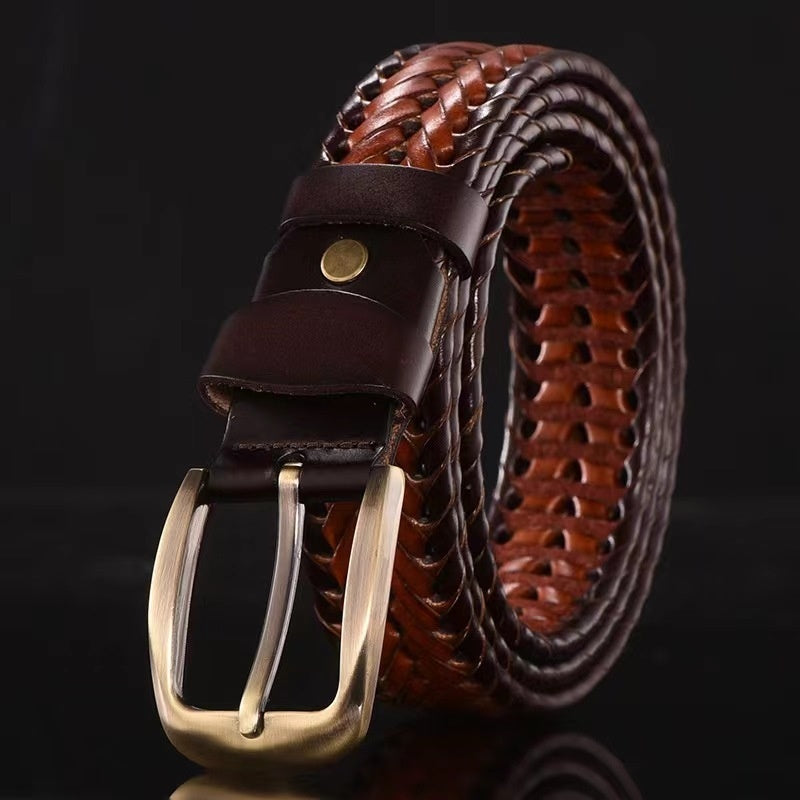 Leather Pin Buckle Handmade Couple's Casual Belt