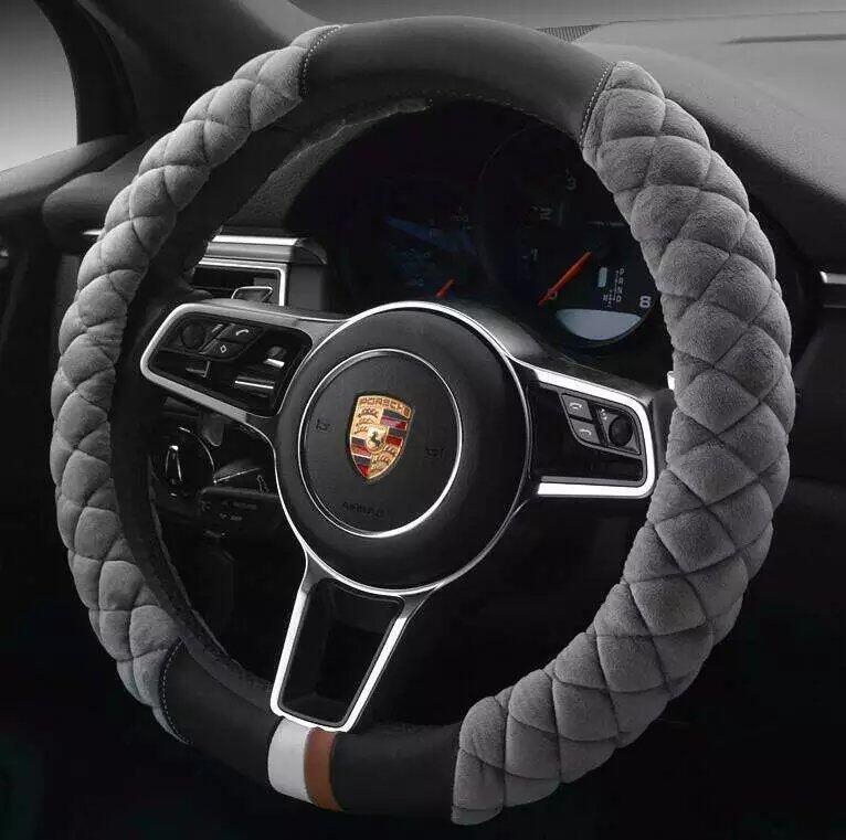 Cute Plush Winter Steering Wheel Cover 38cm
