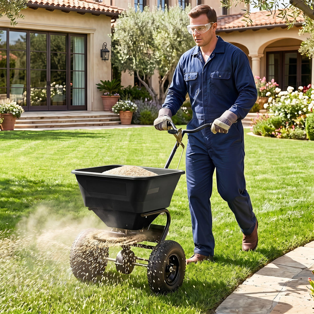 Walk-Behind Broadcast Spreader 66 LBS with 13" Tires DirectDeals