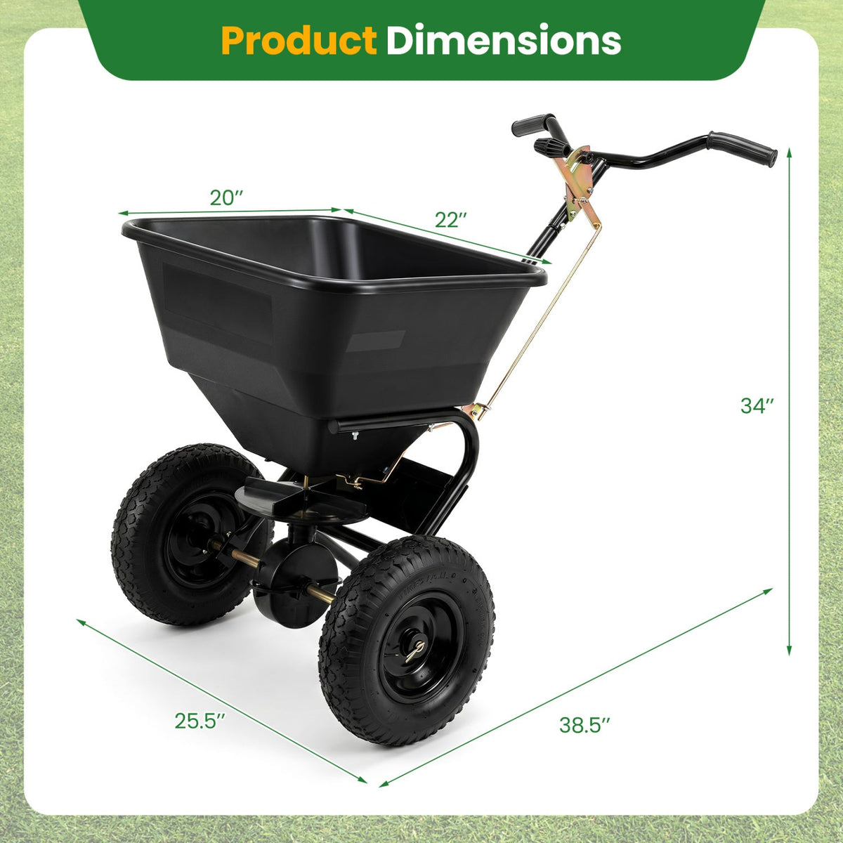 Walk-Behind Broadcast Spreader 66 LBS with 13" Tires DirectDeals