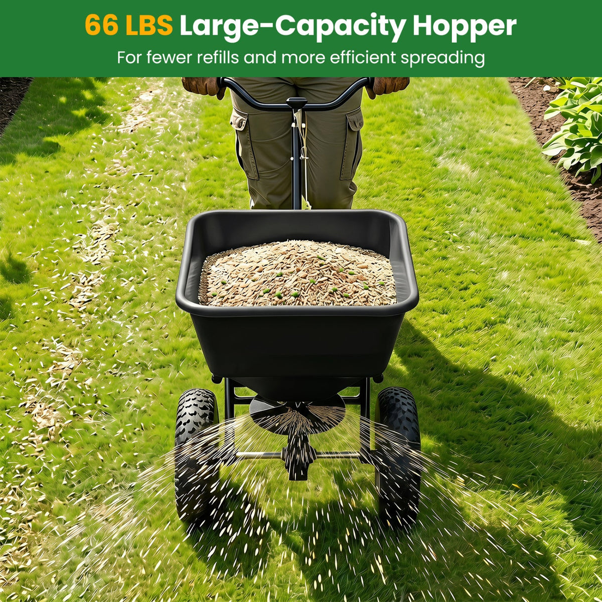 Walk-Behind Broadcast Spreader 66 LBS with 13" Tires DirectDeals