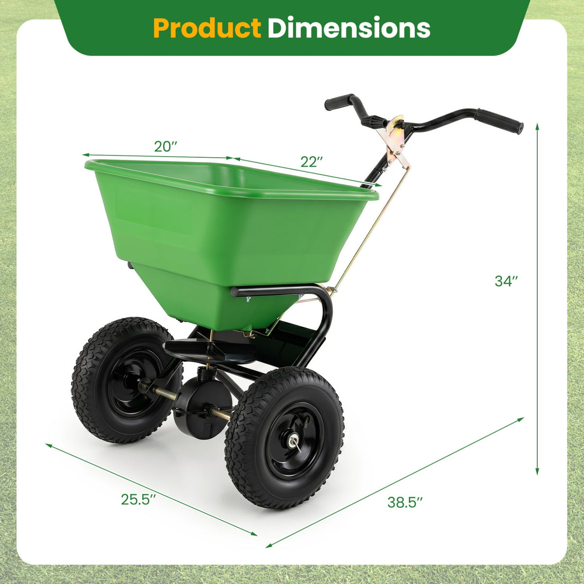 Walk-Behind Broadcast Spreader 66 LBS with 13" Tires DirectDeals