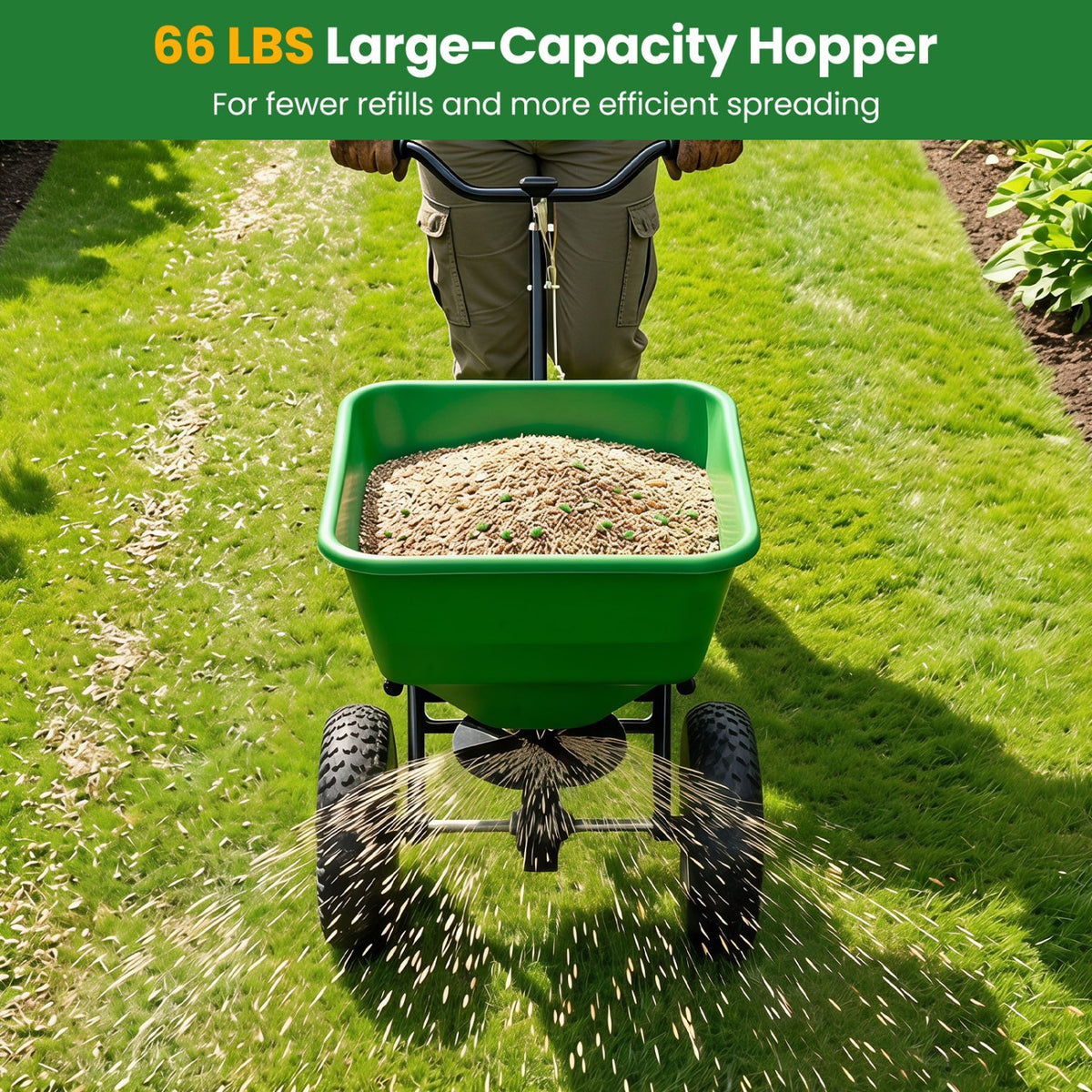 Walk-Behind Broadcast Spreader 66 LBS with 13" Tires DirectDeals