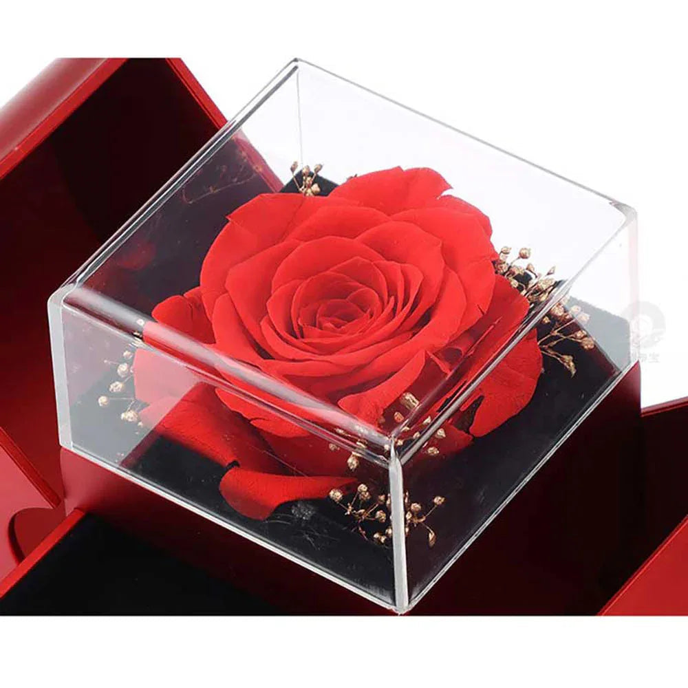 Red Rose Jewelry Gift Box with Necklace
