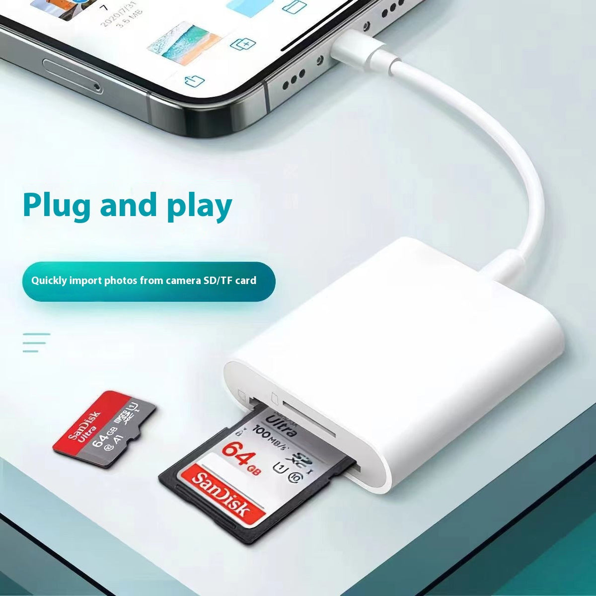 Mobile Phone Camera Card Reader Adapter OTG Data Cable