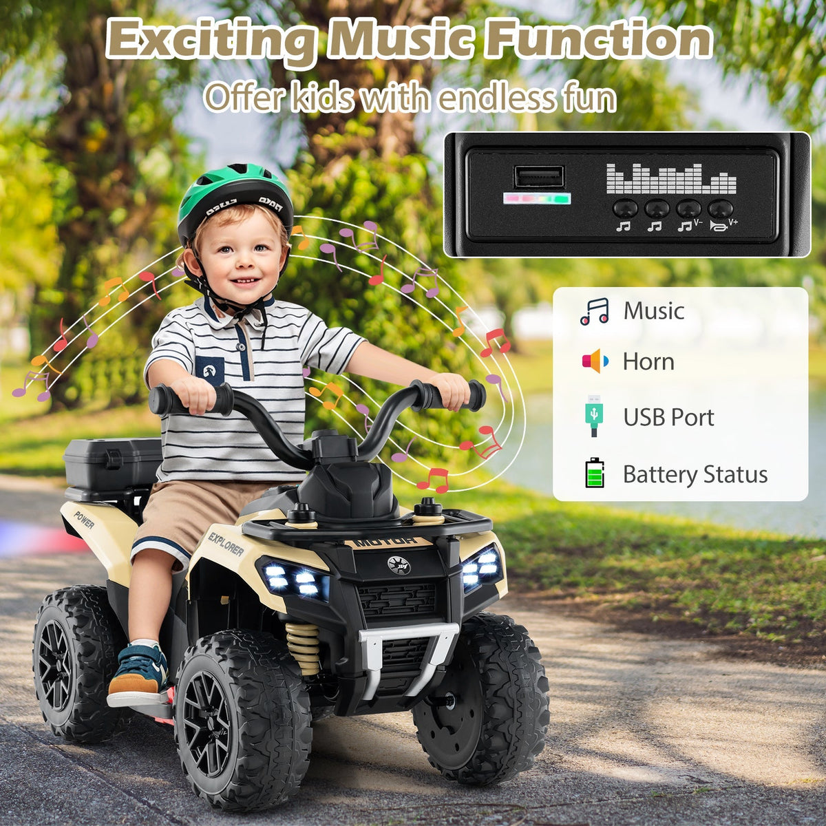 6V Kids Ride On ATV with Spray Function and Storage Box with Music GBruno Store