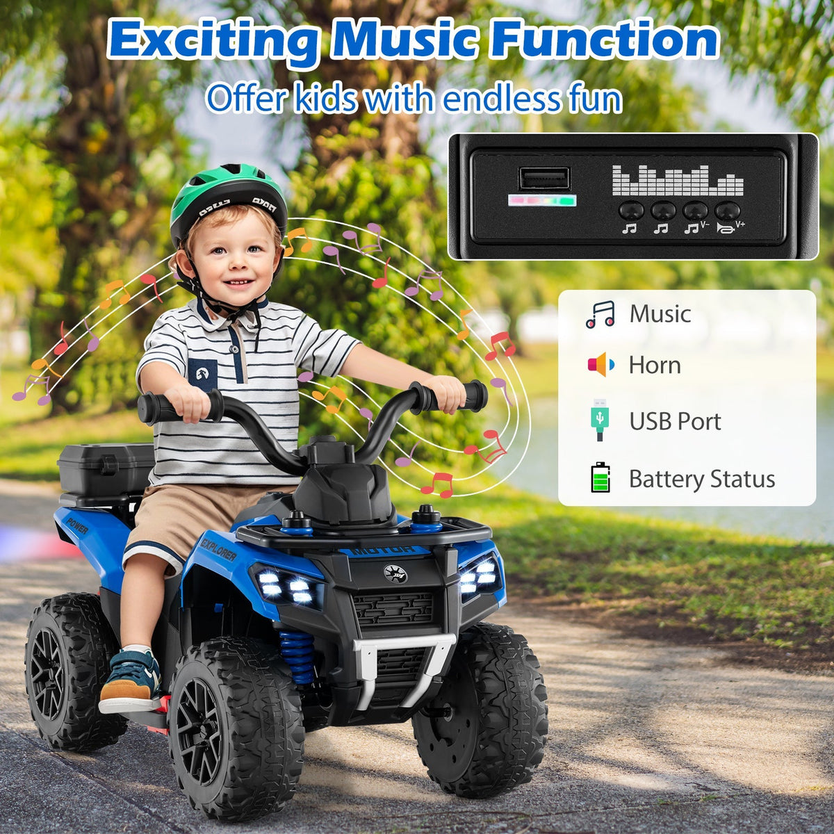 6V Kids Ride On ATV with Spray Function and Storage Box with Music GBruno Store