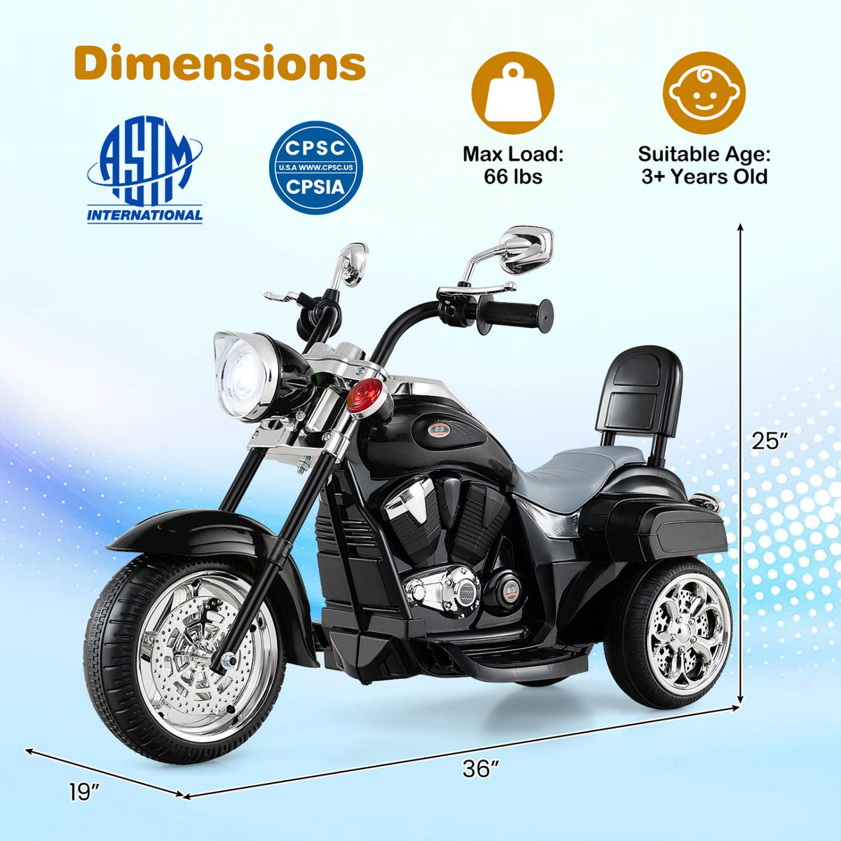 3-Wheel Electric Motorcycle Ride-On Toy for Toddlers 3+ DirectDeals