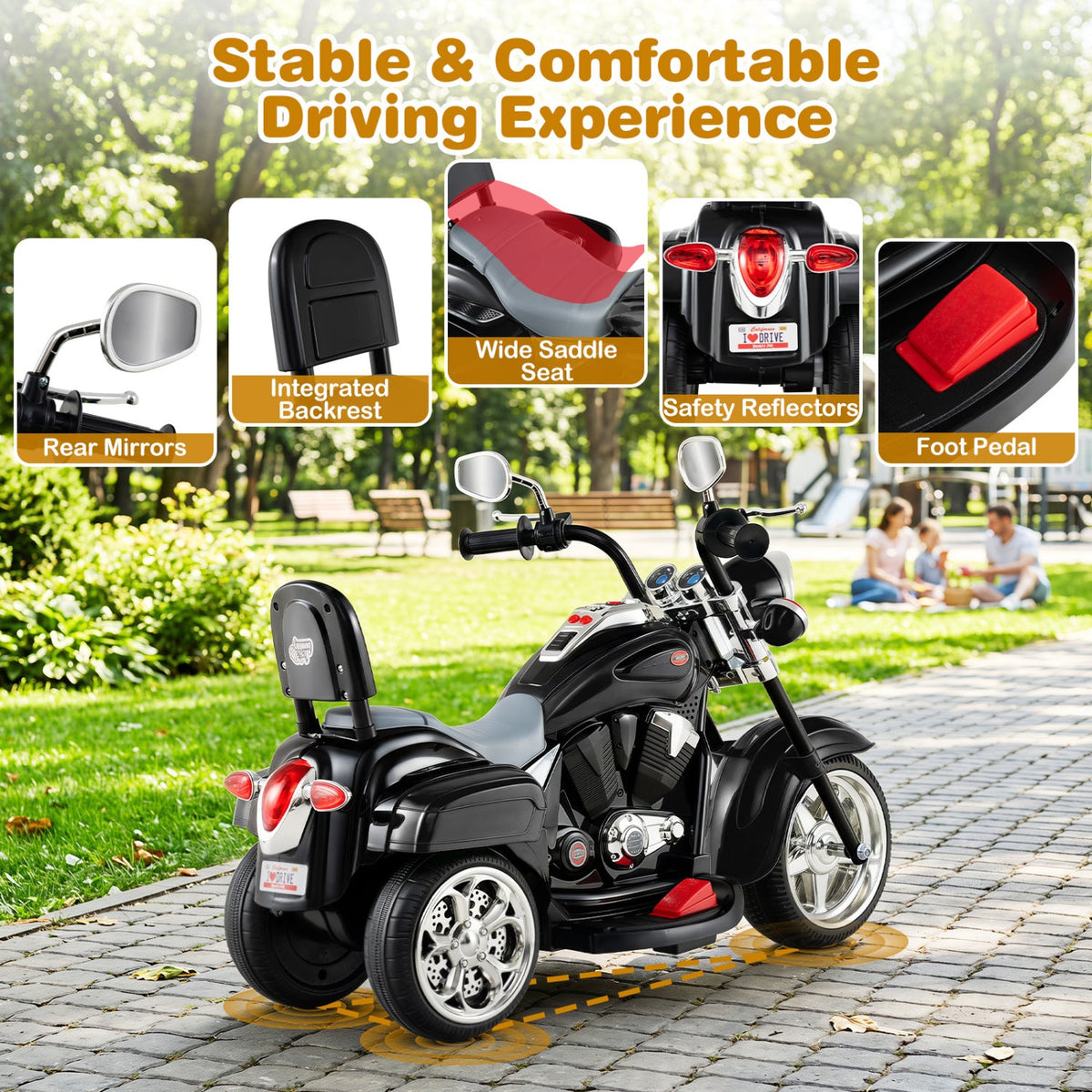 3-Wheel Electric Motorcycle Ride-On Toy for Toddlers 3+ DirectDeals