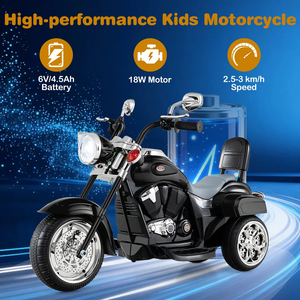 3-Wheel Electric Motorcycle Ride-On Toy for Toddlers 3+ DirectDeals