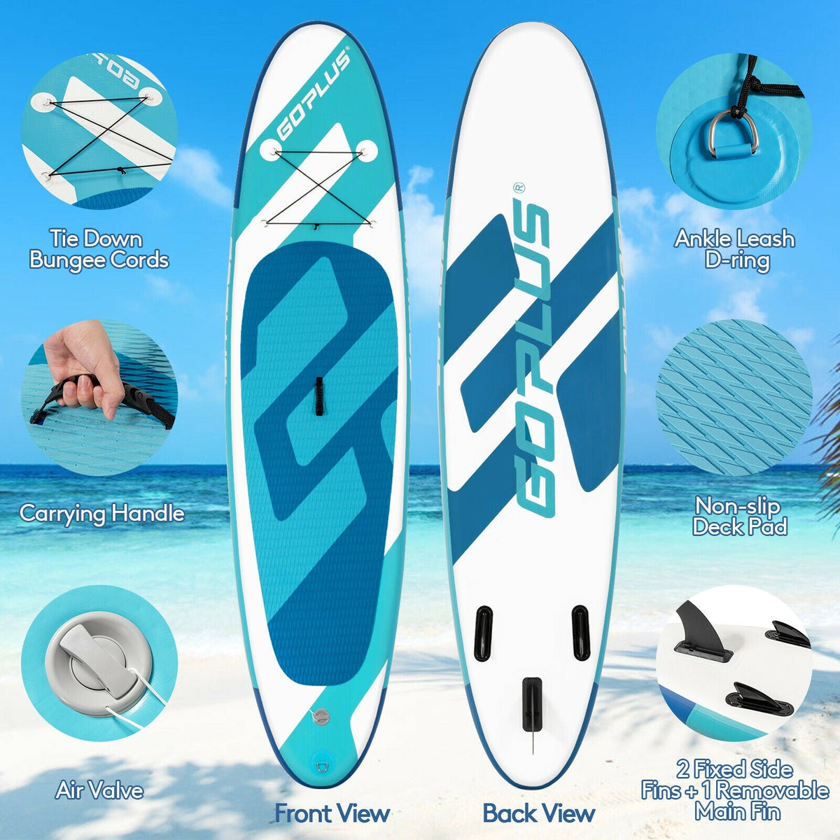 10 Feet Inflatable Stand Up Paddle Board 6 Inch Thick with Accessory Pack