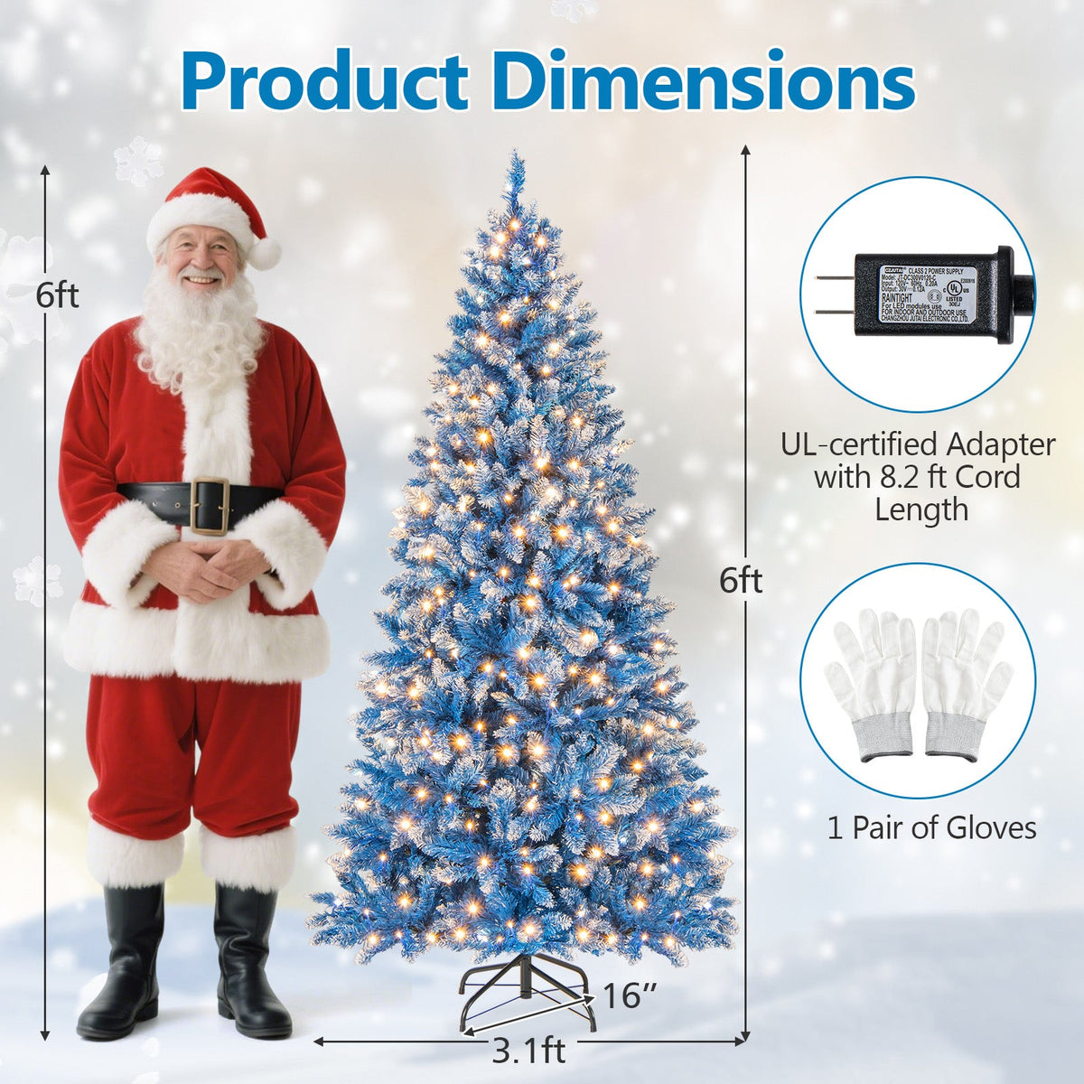 6/7/8/9 FT Artificial Christmas Tree with 767 Snowy Branch Tips