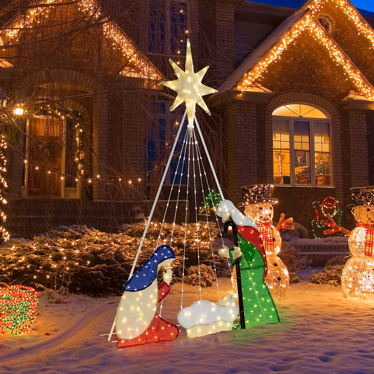 6 Feet Lighted Nativity Scene with 240 LED Lights