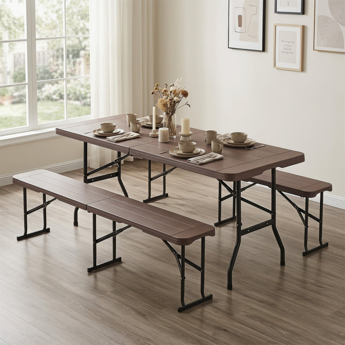 6 Foot Folding Bench with Carrying Handle - 660 lb Capacity