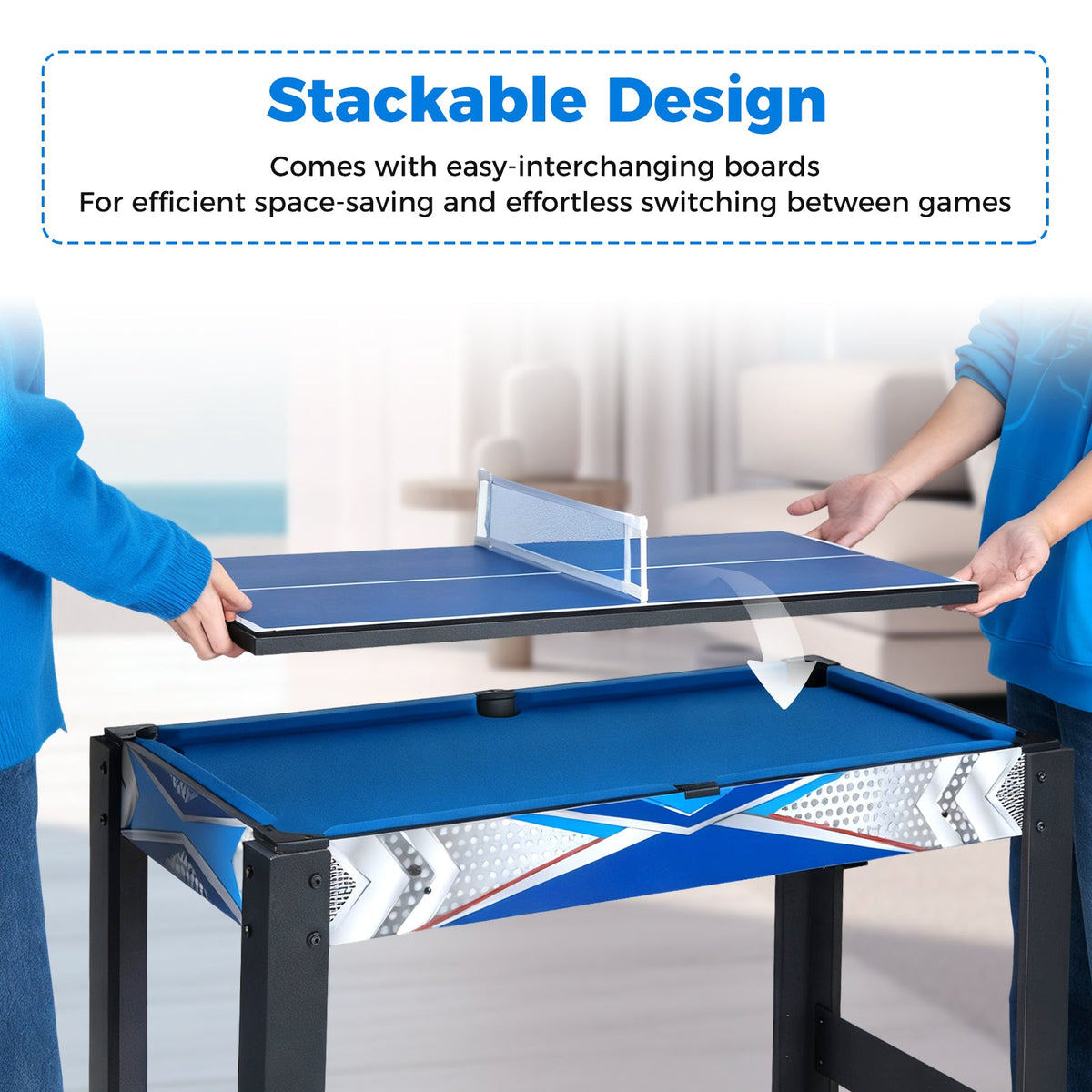 6-In-1 Combo Game Table with Basketball Billiards Ping Pong Hockey Shuffleboard