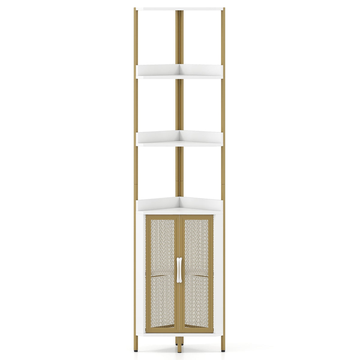 6-Tier Corner Shelf 67 Inches Tall Corner Bookshelf with Cabinet Industrial Bookcase