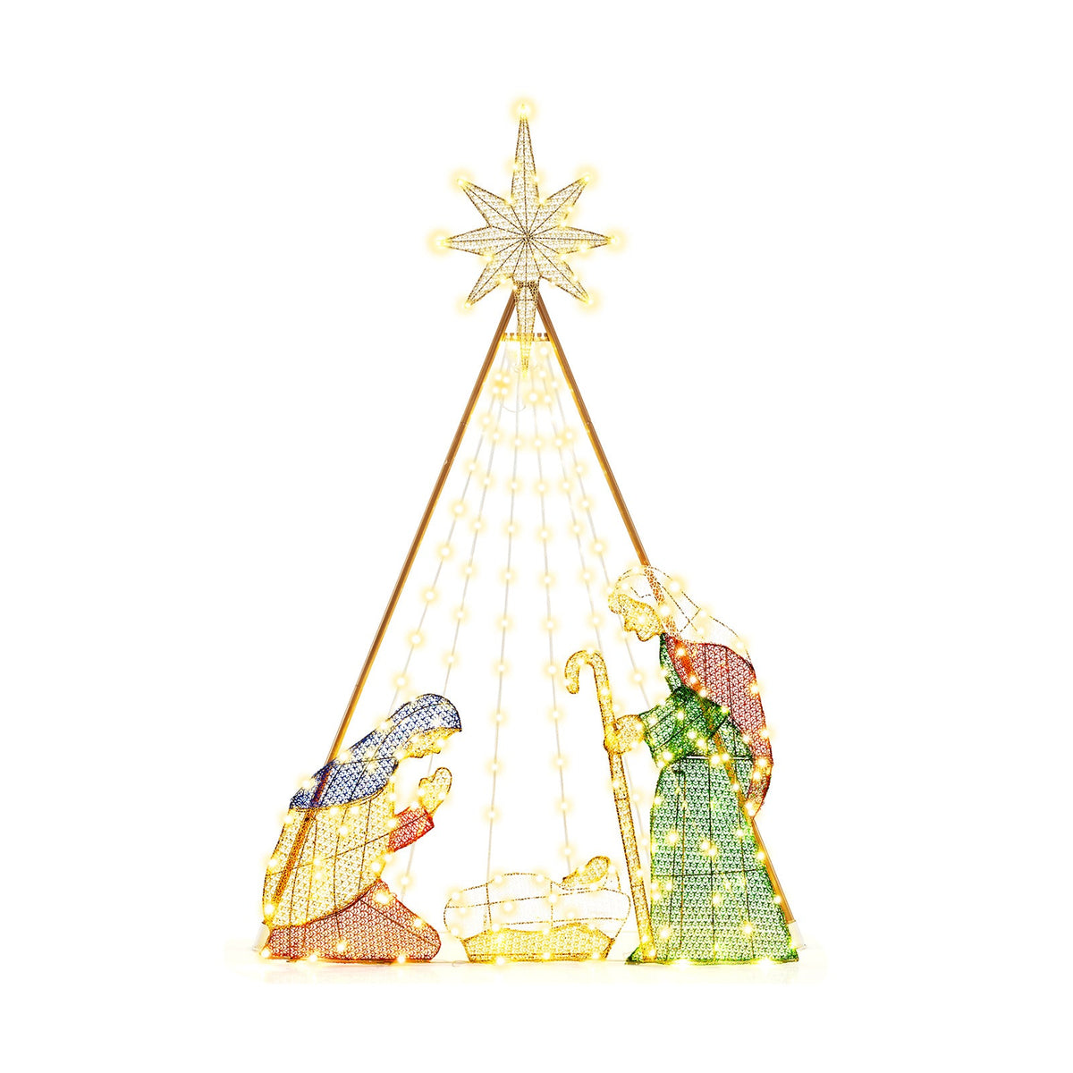6 Feet Pre-Lit Nativity Scene Set with 240 Warm White LED Lights