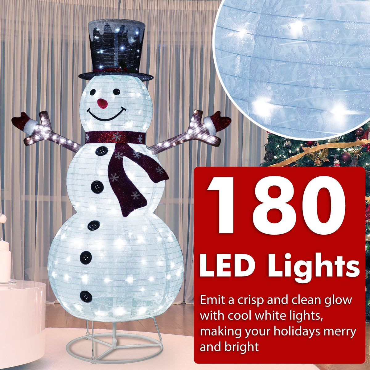 Pre-Lit Pop-up Christmas Decoration with 180 Cold White LED Lights