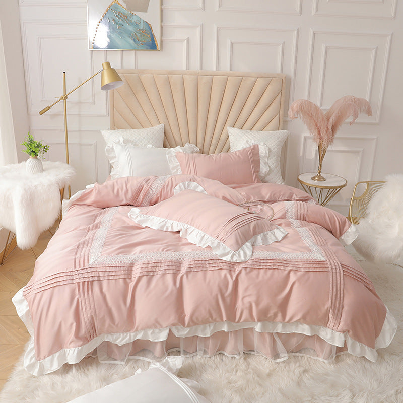 Lace Bed Skirt Quilt Cover Korean Princess Style