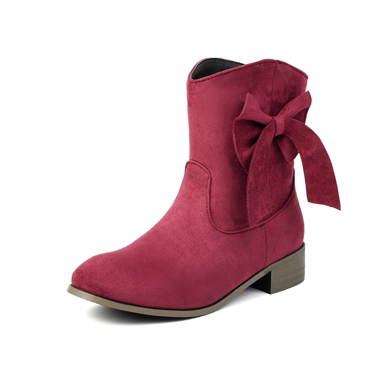 Low Heel Suede Large Size Sweet Bow Casual Boots