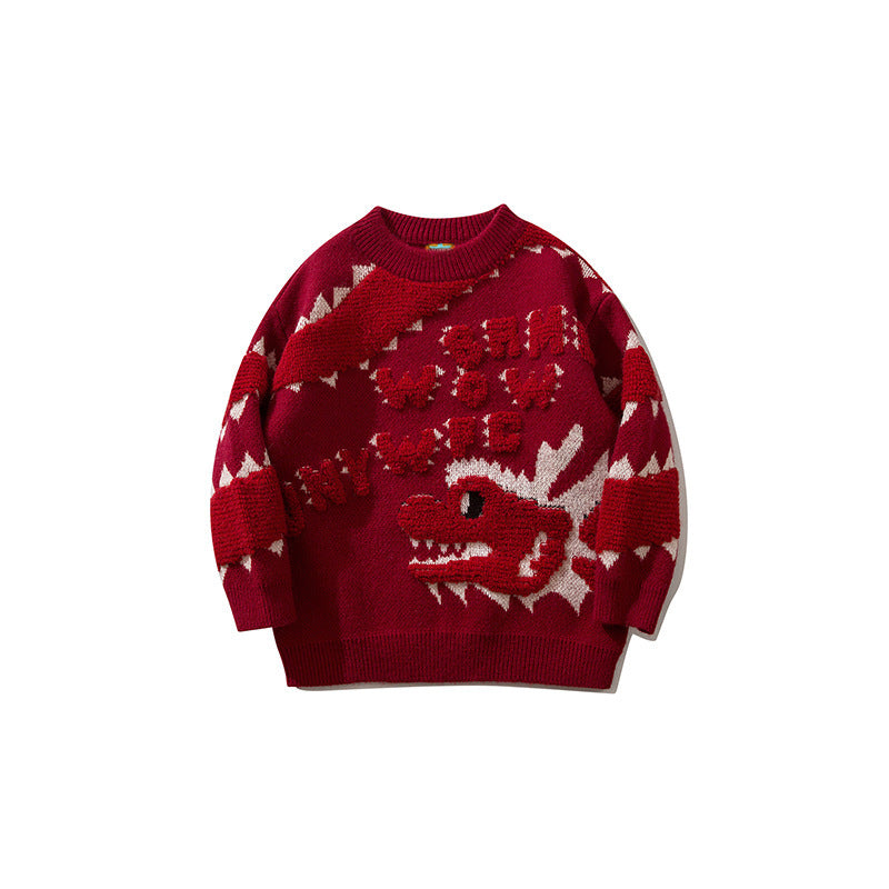 Cartoon Xiaolong Loose Round Neck Sweater Sweater
